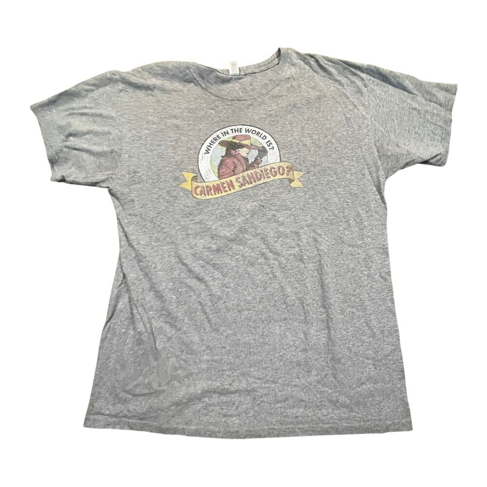 Carmen Sandiego Faded Shirt Gray Vintage Style TV Show T Shirt Men L